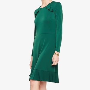 Ann Taylor ruffle flare dress in green 10P